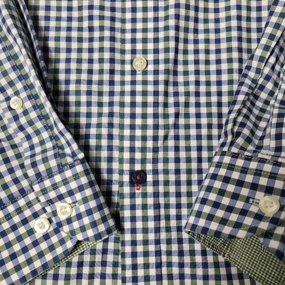 Tommy Hilfiger Mens Size M Checkered Long Sleeve Button Down Blue Green Shirt - Picture 5 of 14